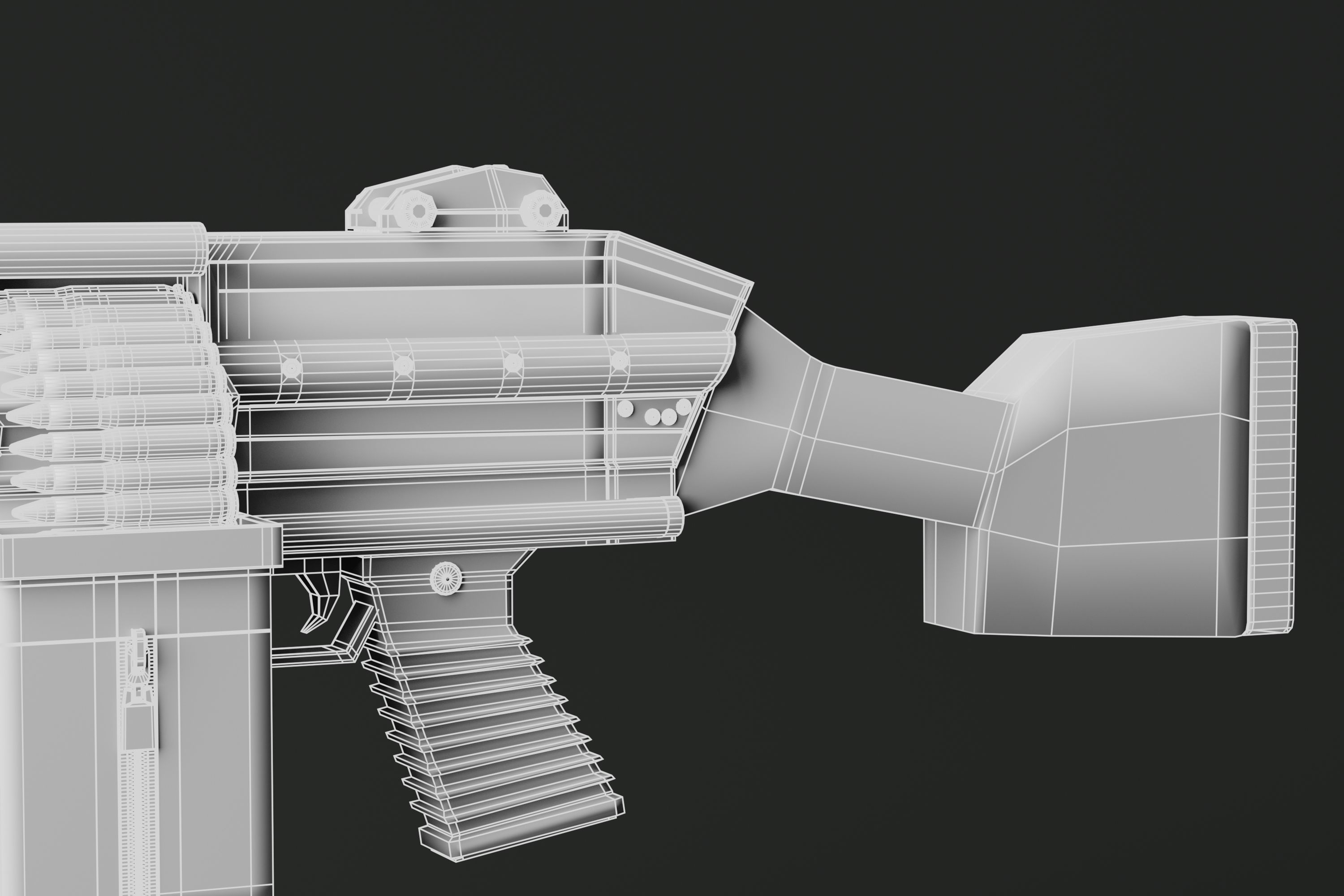 Machine Rifle Low-poly 3D model_13