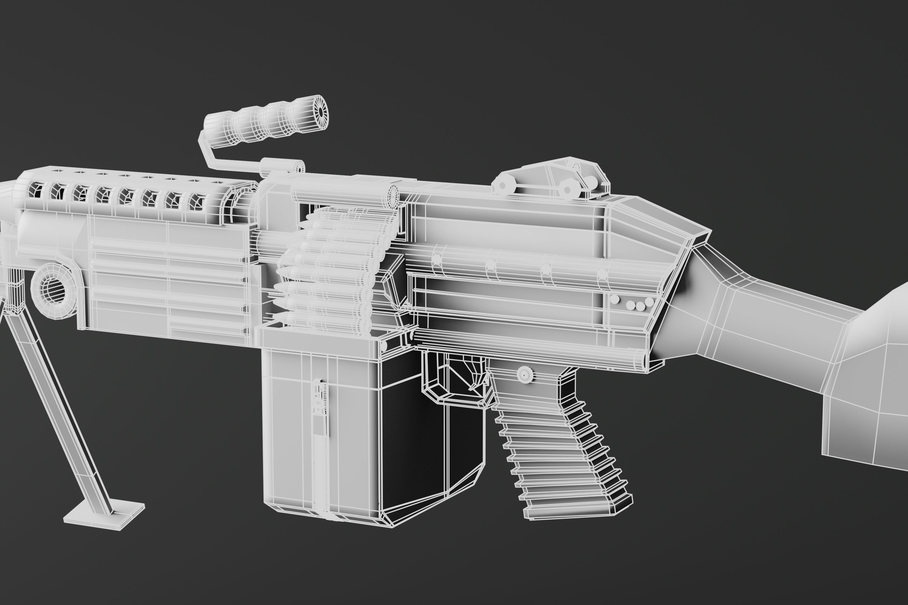 Machine Rifle Low-poly 3D model_14