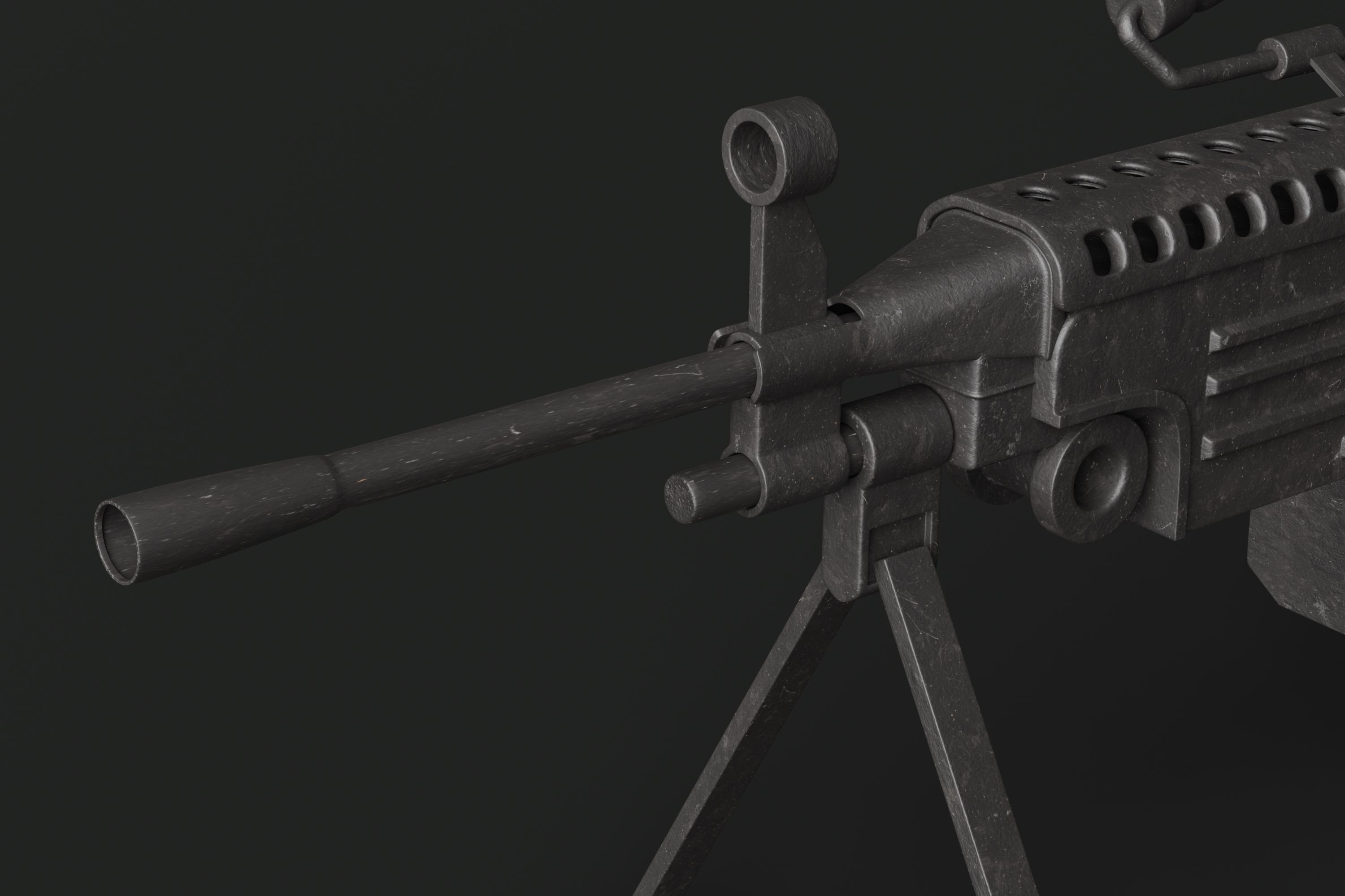 Machine Rifle Low-poly 3D model_6
