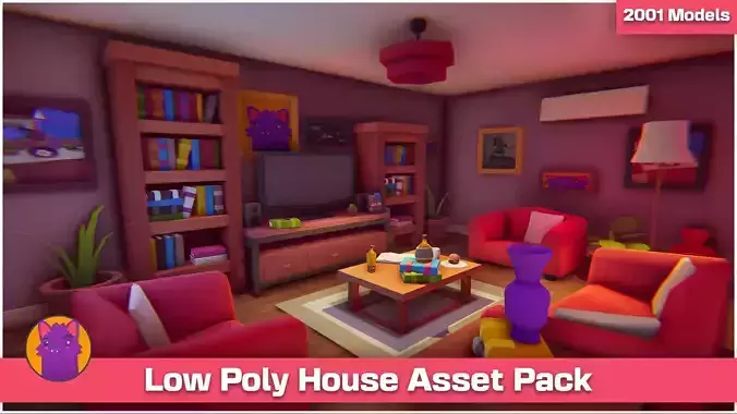 Low Poly House Interior Low-poly 3D model