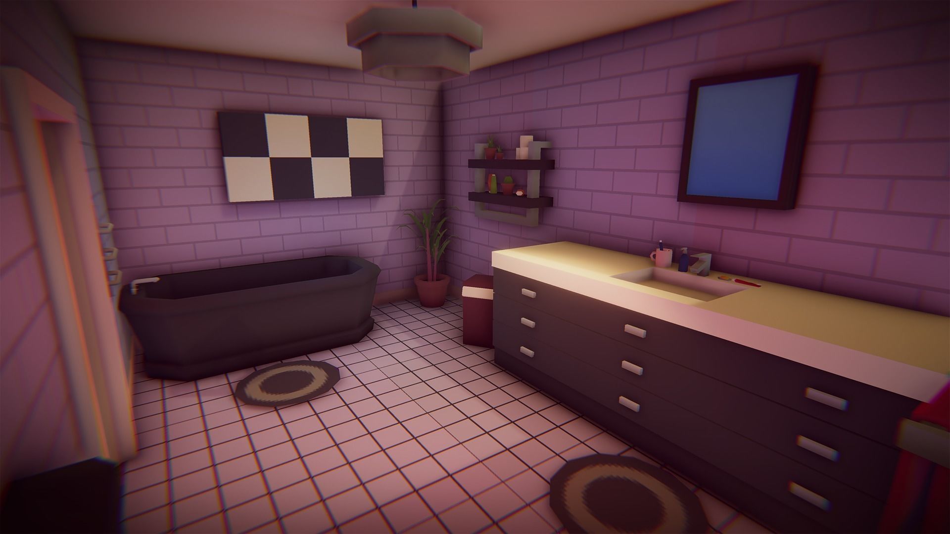 Low Poly House Interior Low-poly 3D model_2