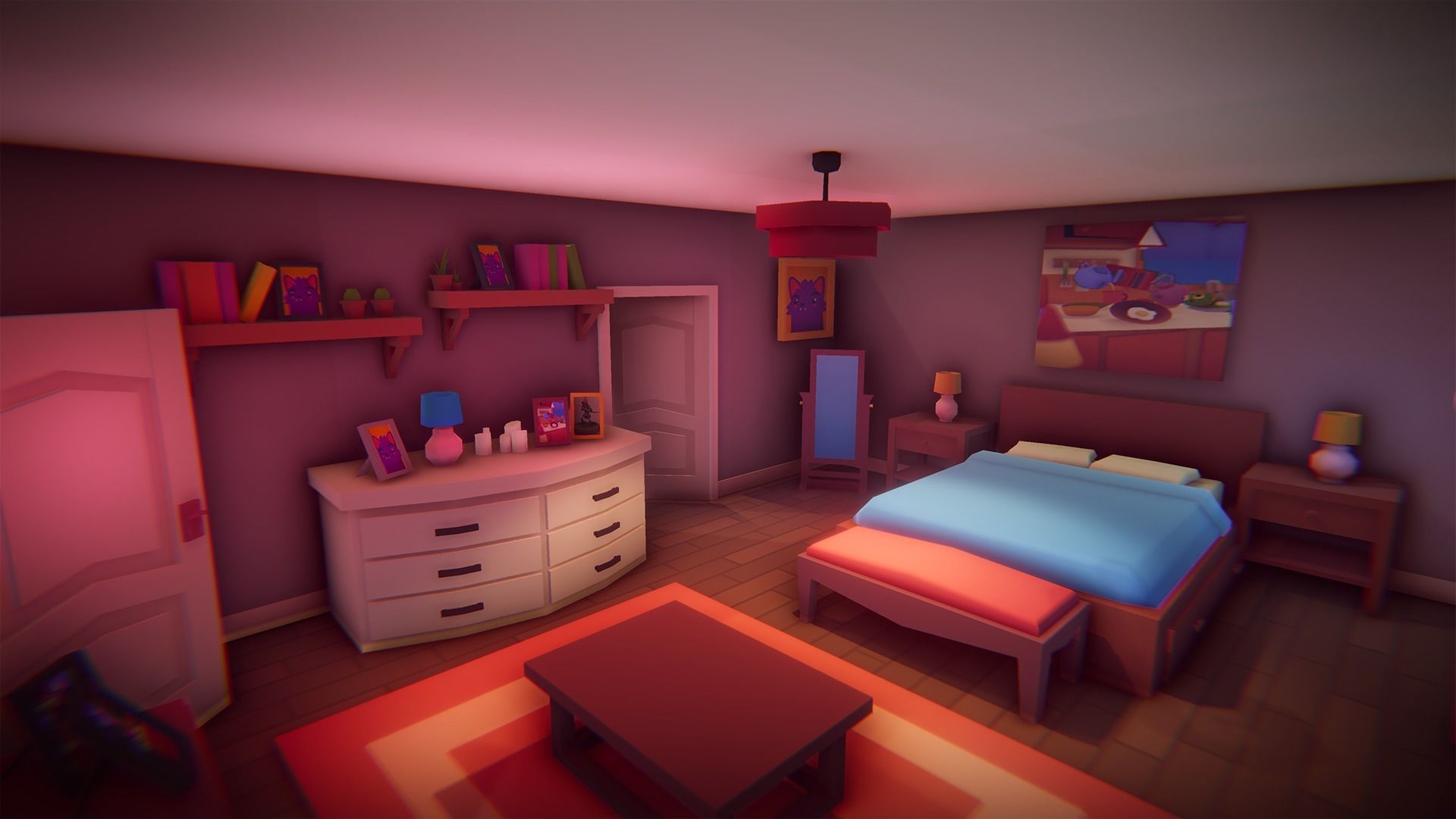 Low Poly House Interior Low-poly 3D model_3