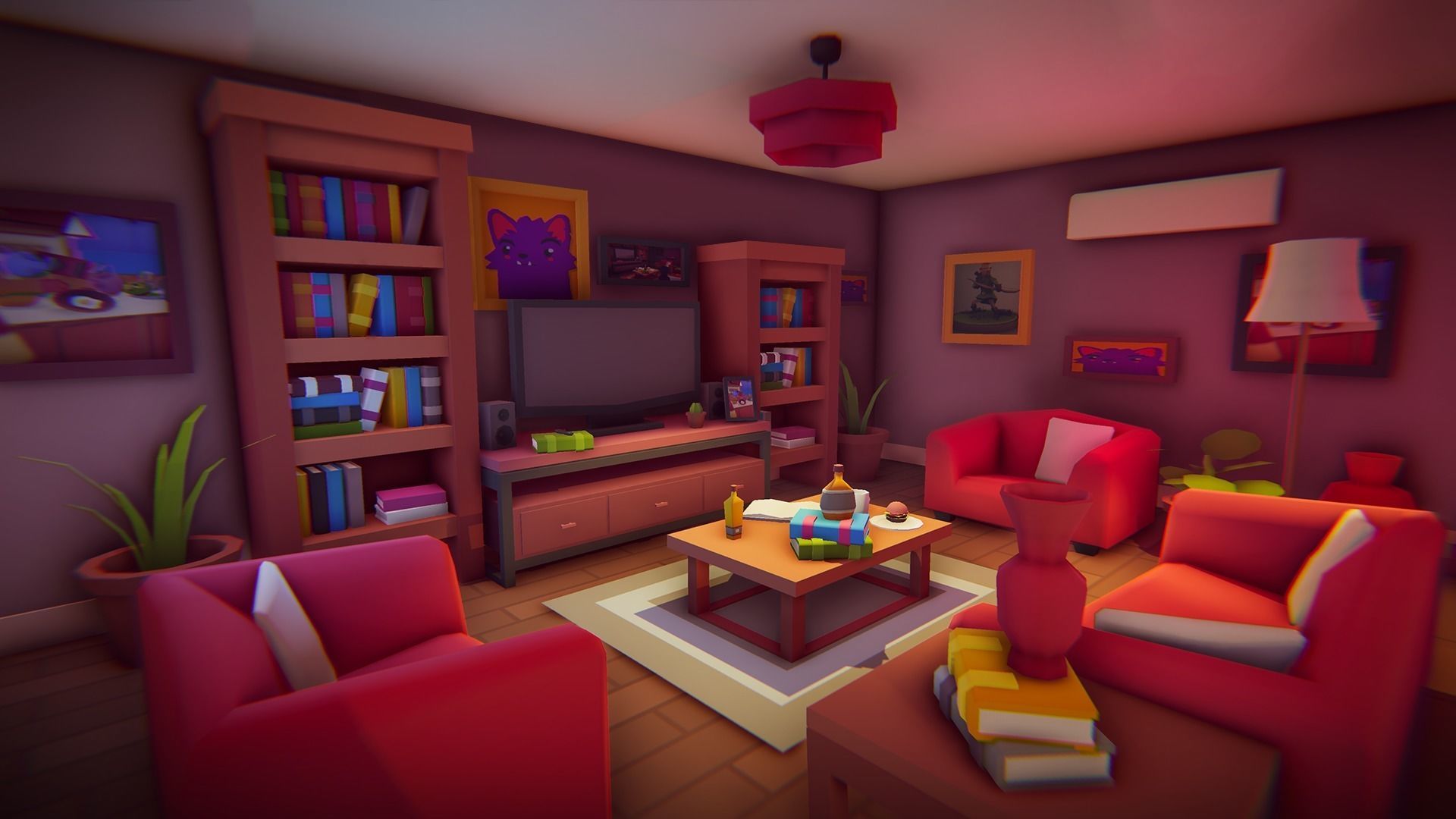 Low Poly House Interior Low-poly 3D model_8
