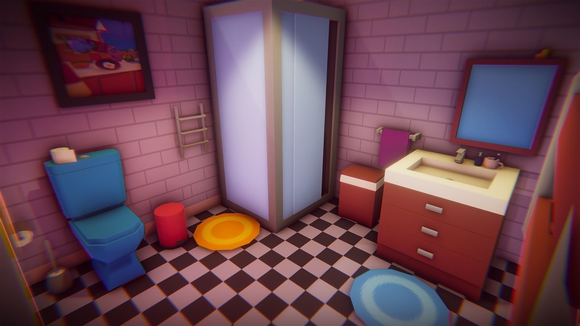 Low Poly House Interior Low-poly 3D model_6