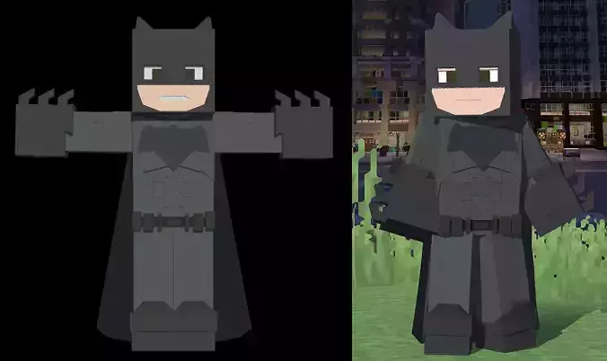 Batman Minecraft 3D Model Rigged