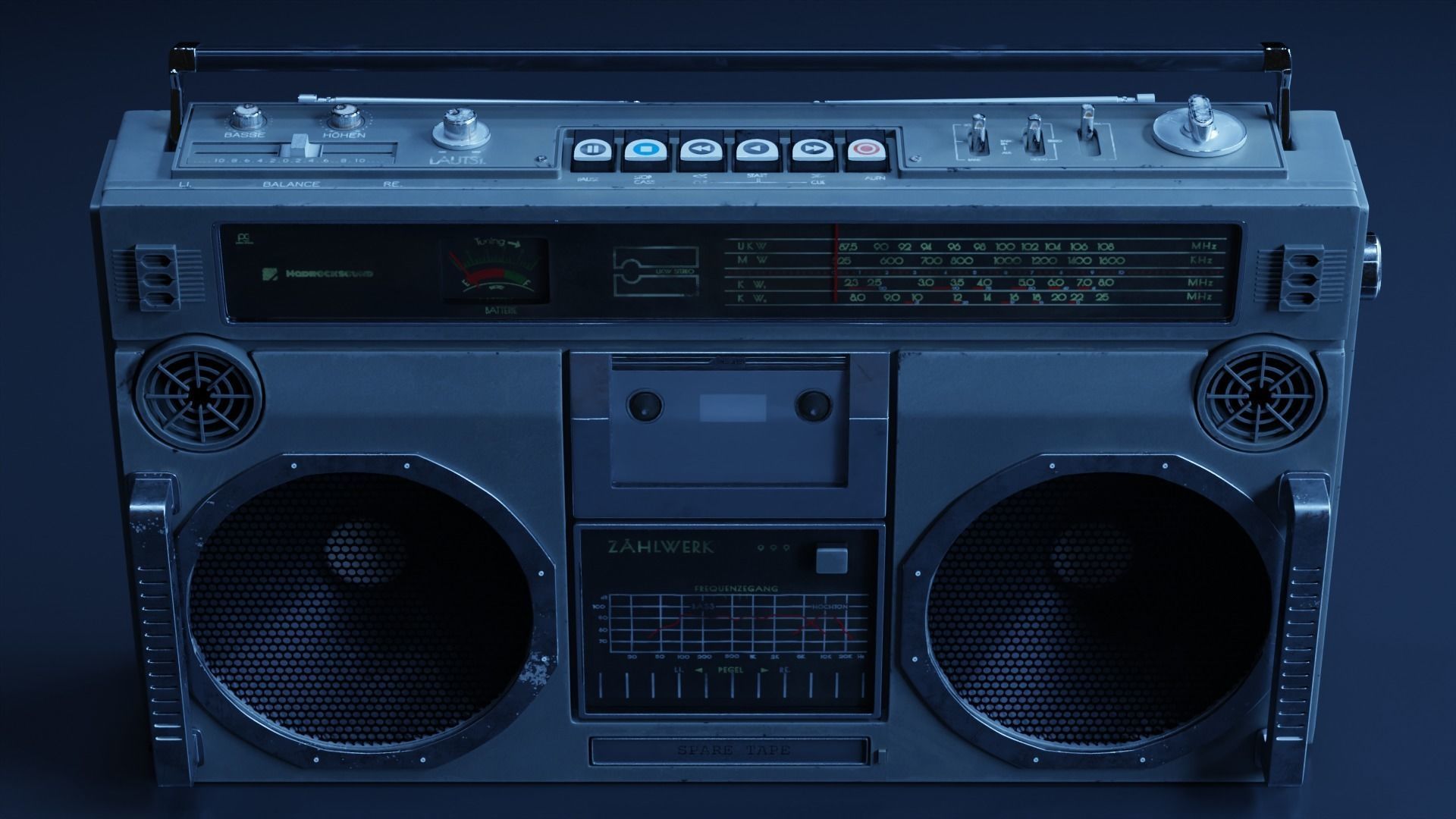 Cassette Recorder Low-poly 3D model_9