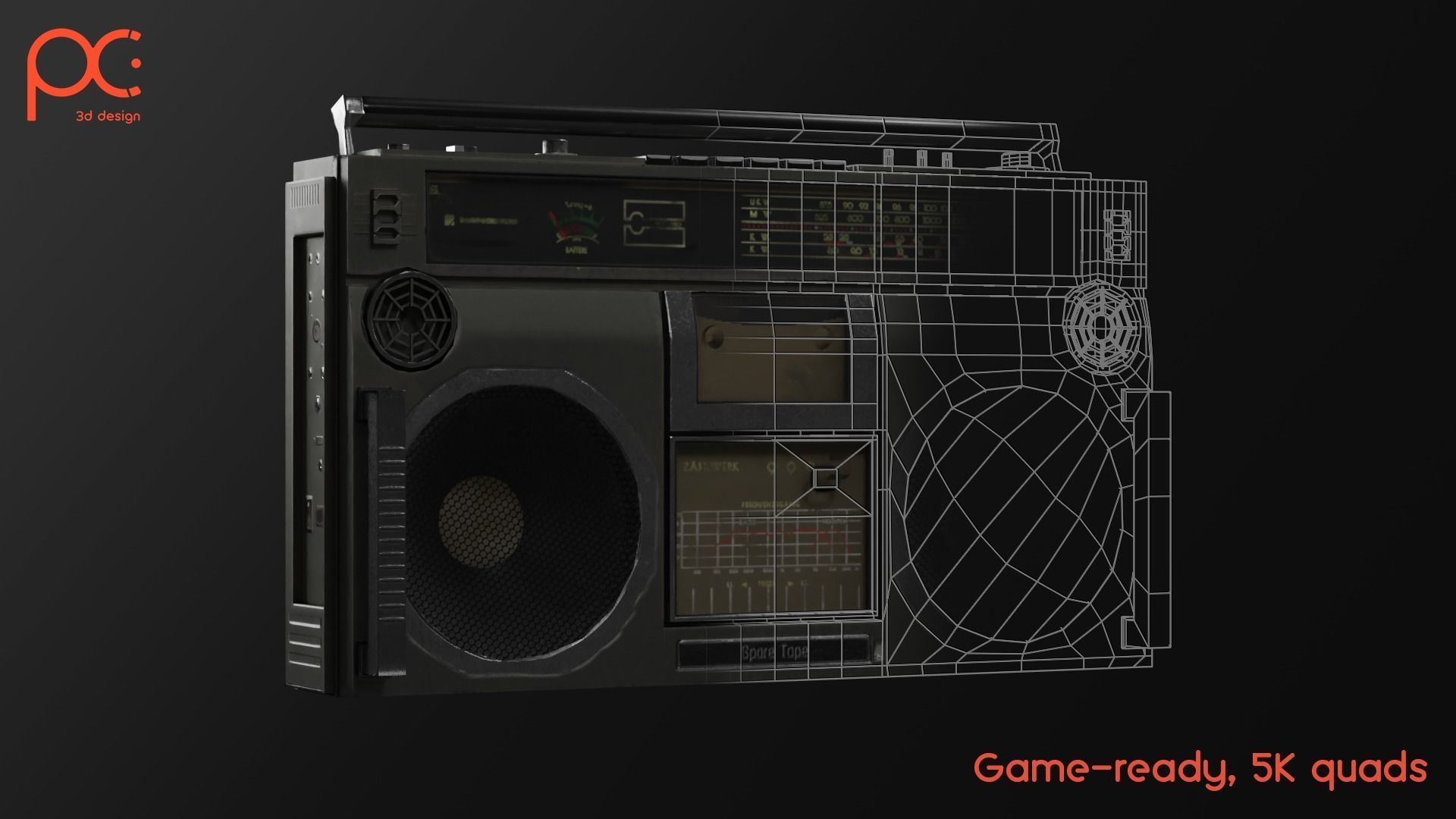 Cassette Recorder Low-poly 3D model_5