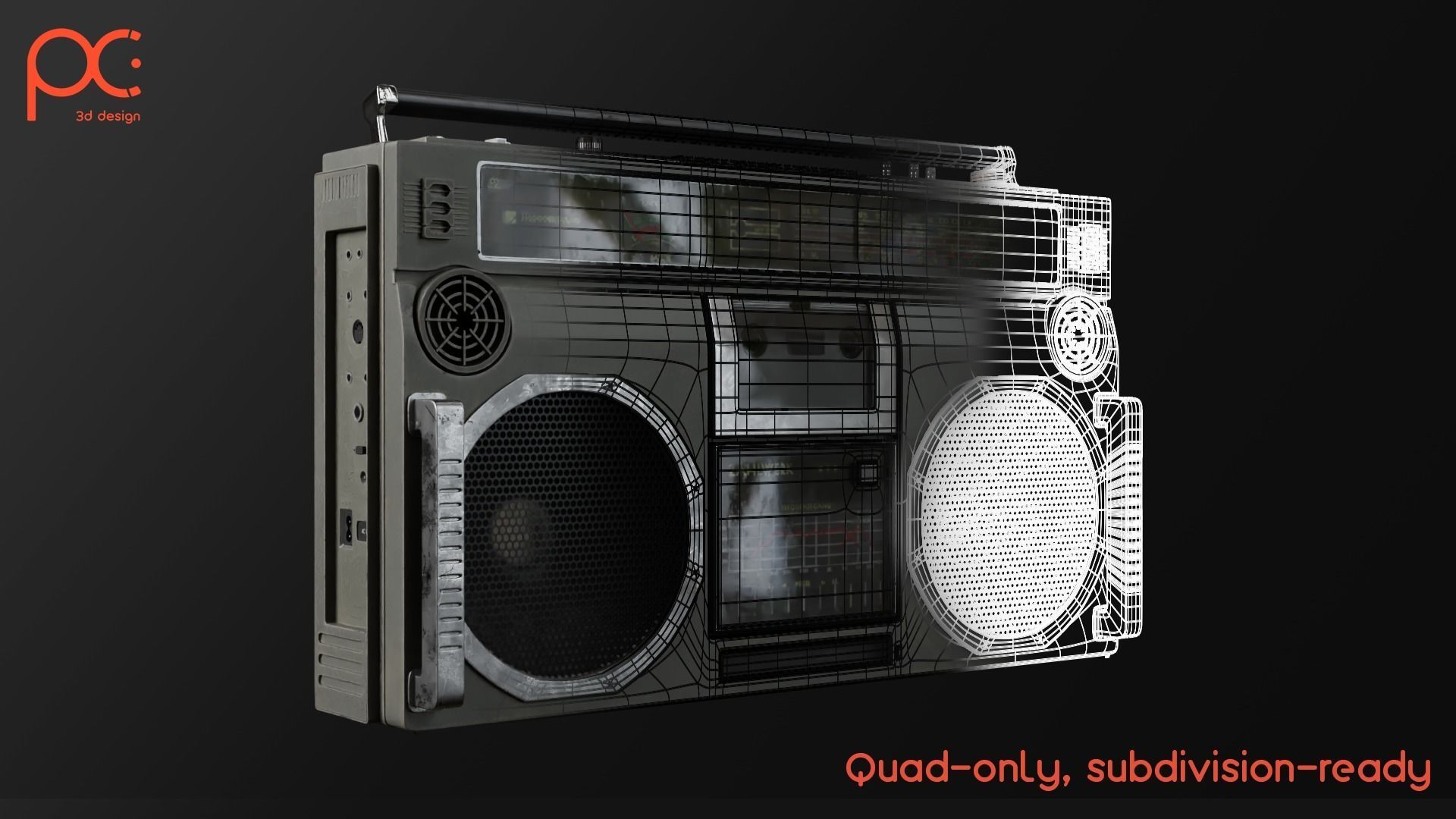 Cassette Recorder Low-poly 3D model_4