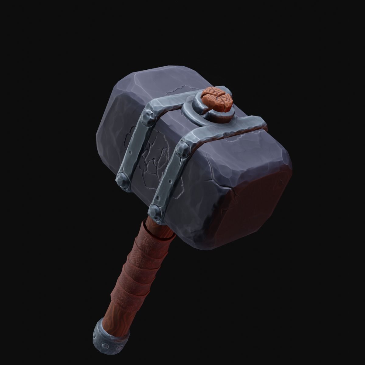 Stylized Hammer Low poly game ready Low-poly 3D model_7