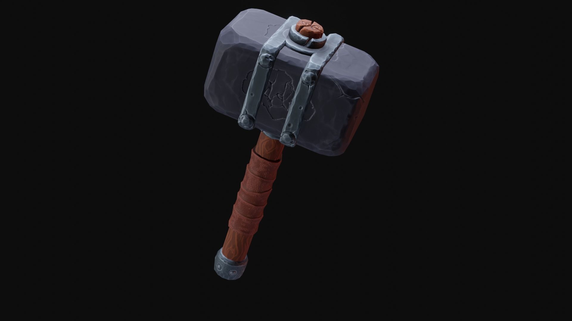 Stylized Hammer Low poly game ready Low-poly 3D model_1