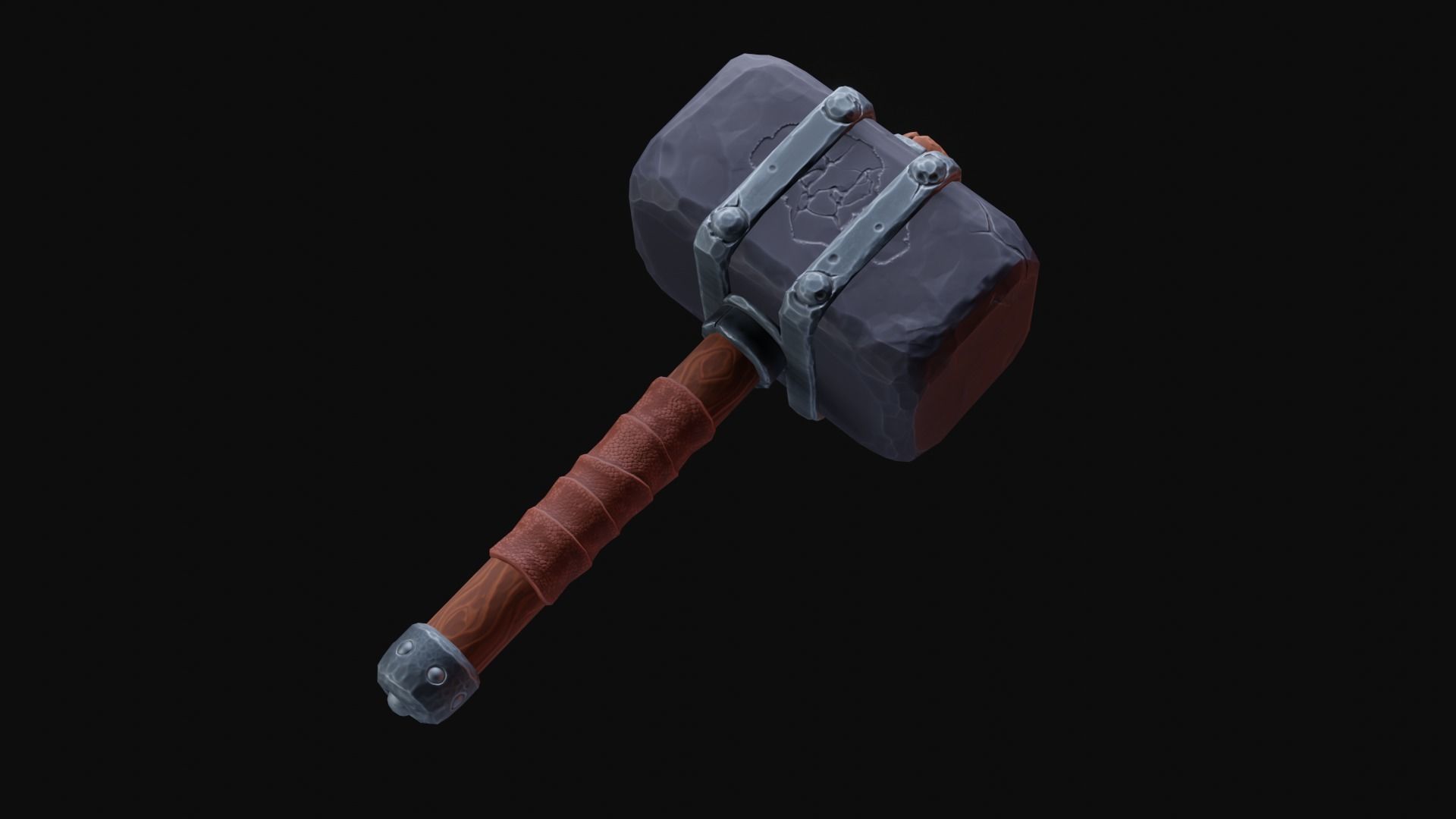 Stylized Hammer Low poly game ready Low-poly 3D model_3