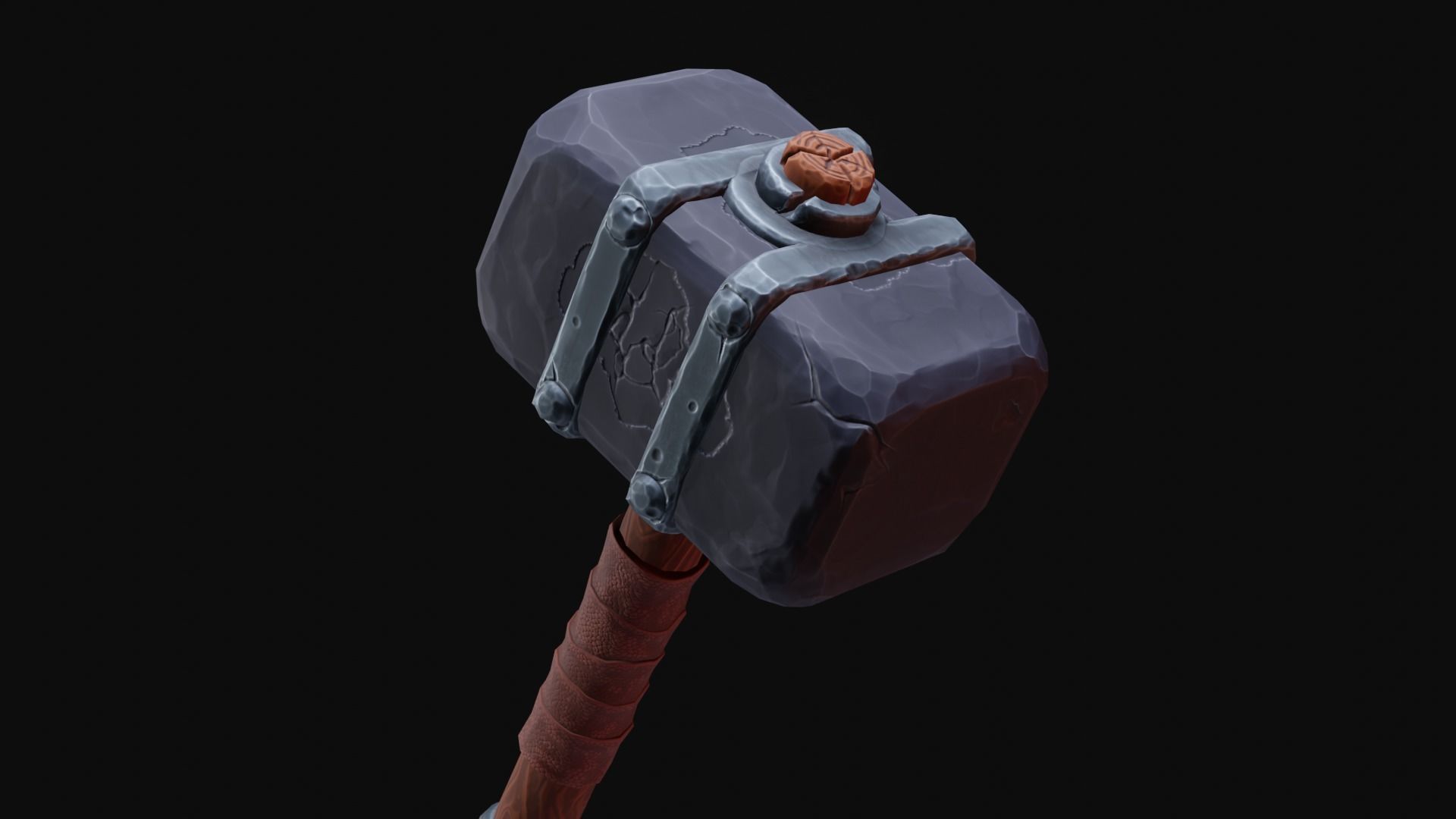 Stylized Hammer Low poly game ready Low-poly 3D model_4