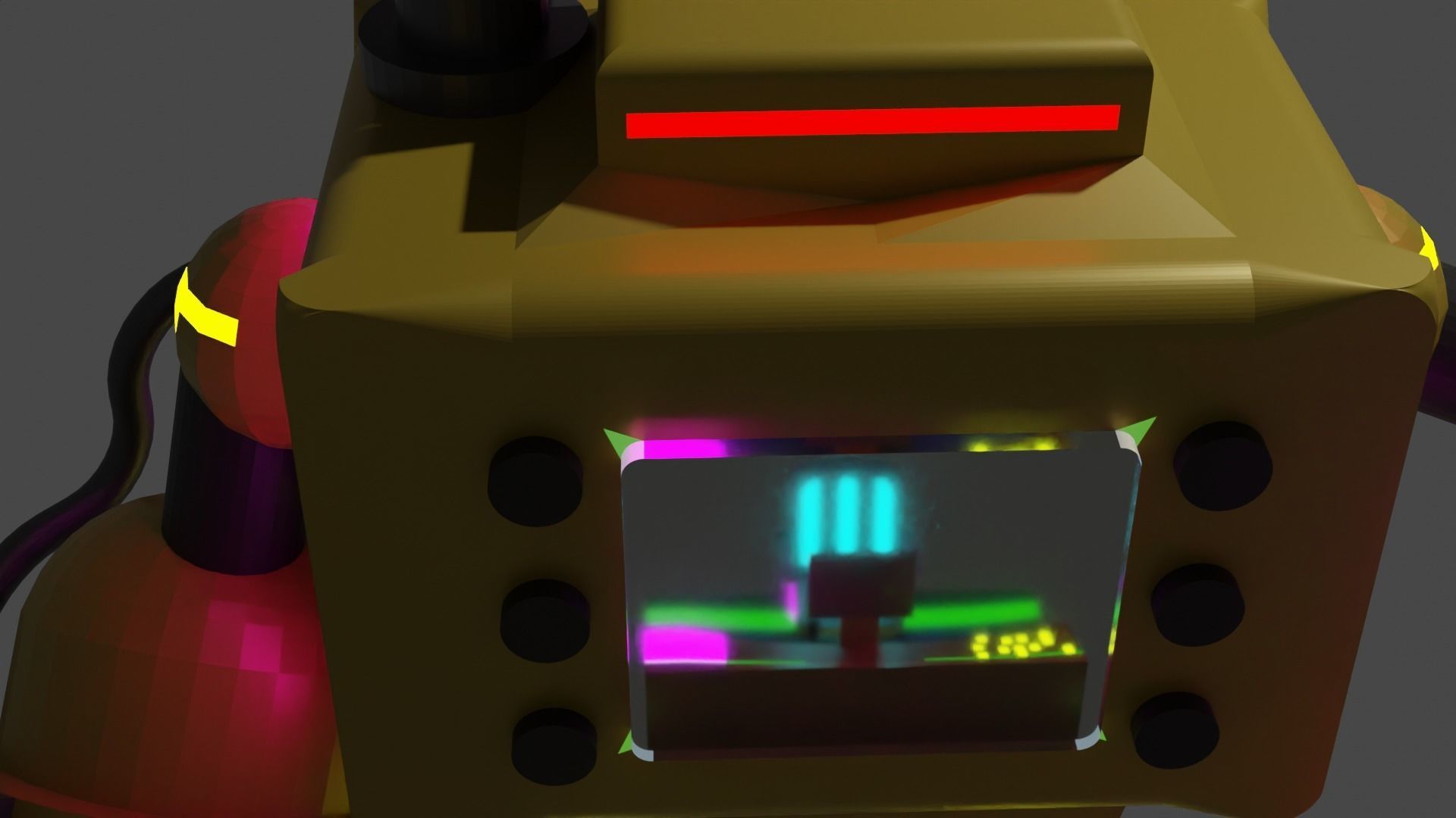 Low Poly Robot X with neon lights 3D model_4