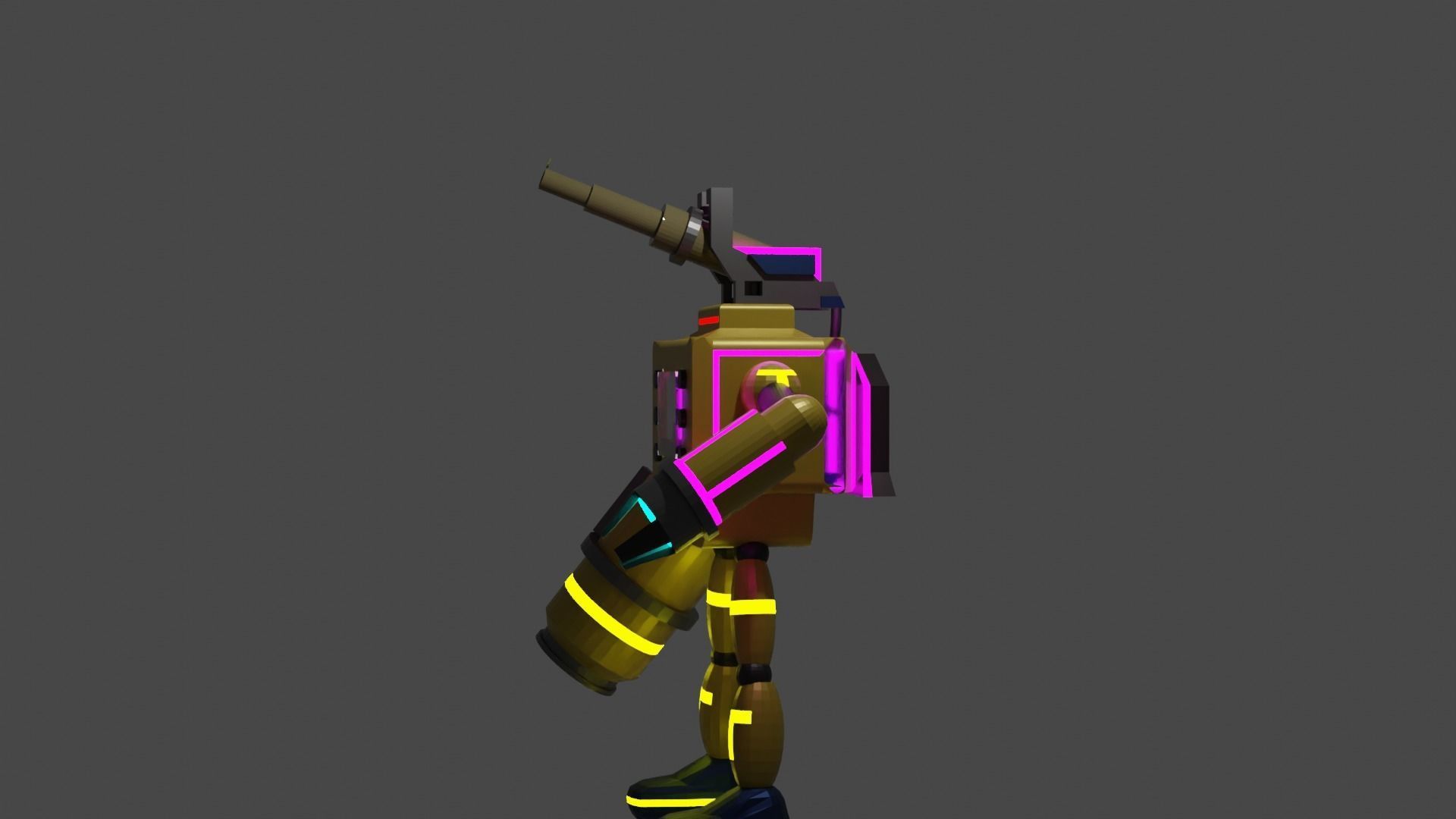 Low Poly Robot X with neon lights 3D model_2