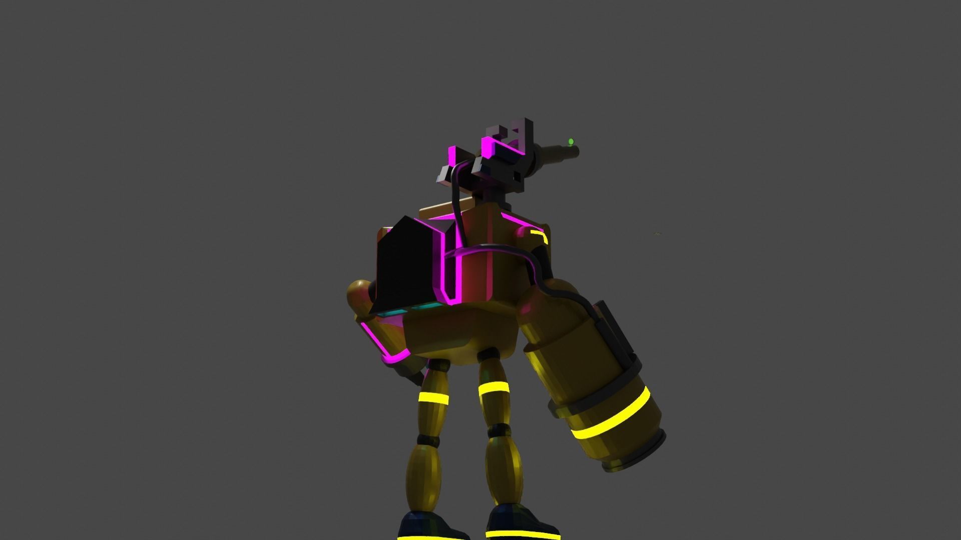 Low Poly Robot X with neon lights 3D model_3