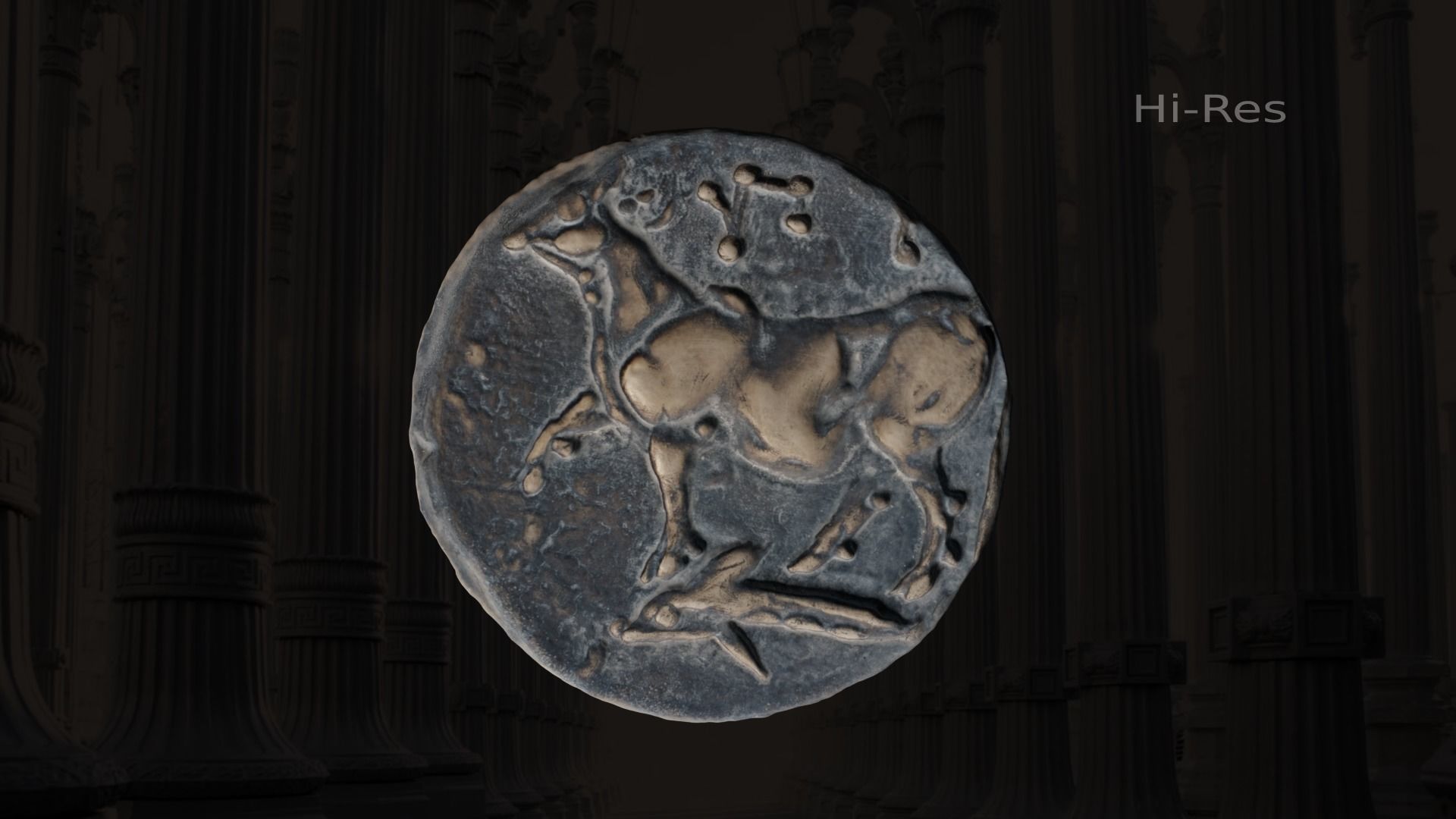 Ancient coin ALEXANDER Low-poly 3D model_2