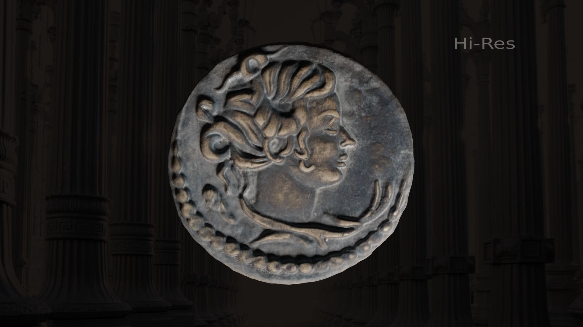 Ancient coin ALEXANDER Low-poly 3D model_1