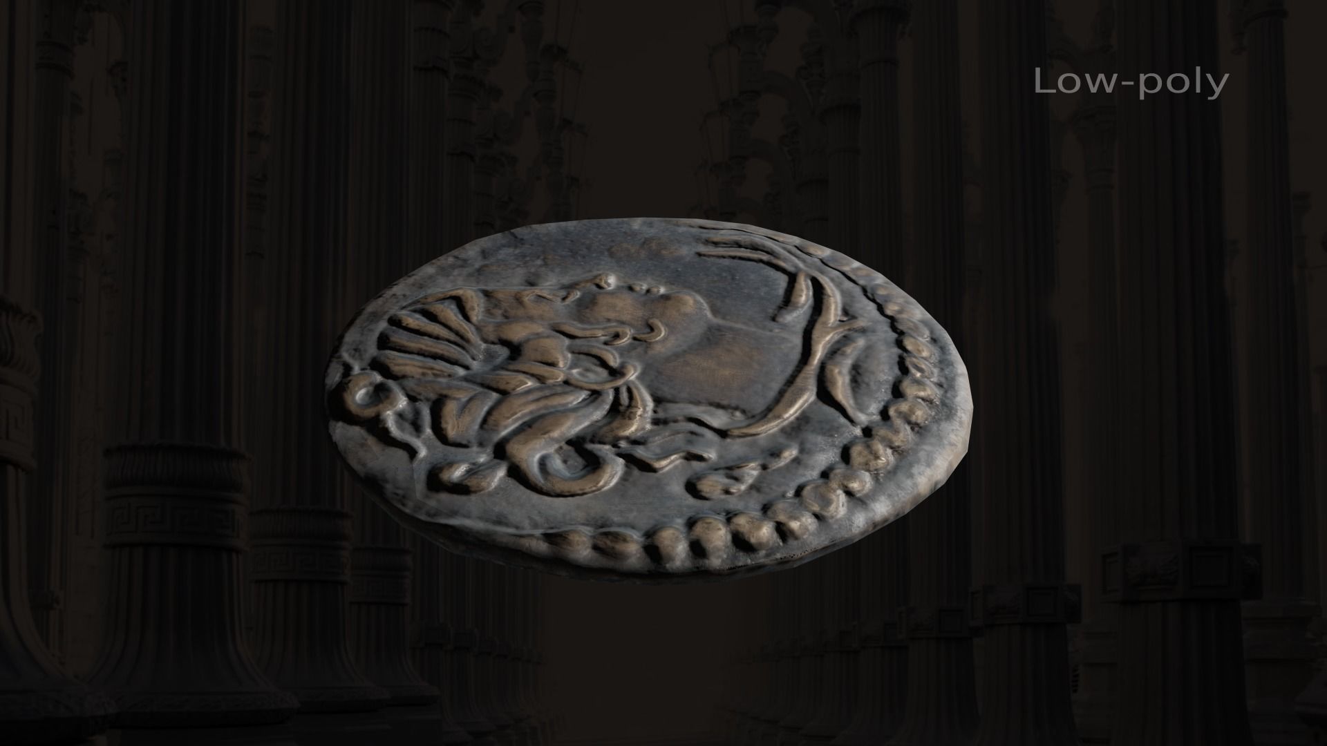 Ancient coin ALEXANDER Low-poly 3D model_7