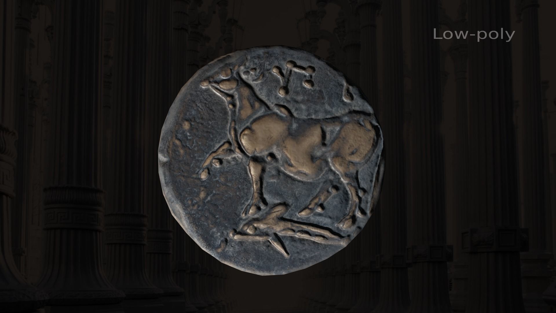Ancient coin ALEXANDER Low-poly 3D model_8