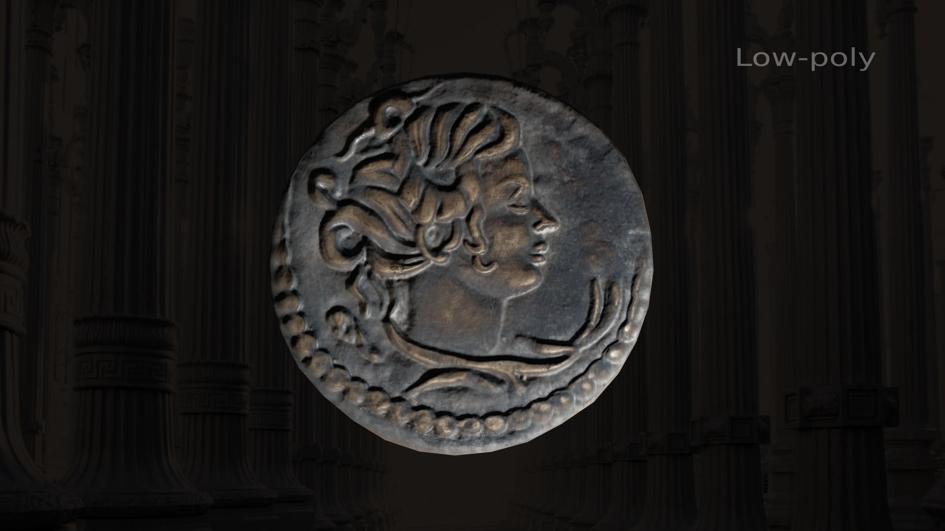 Ancient coin ALEXANDER Low-poly 3D model_6