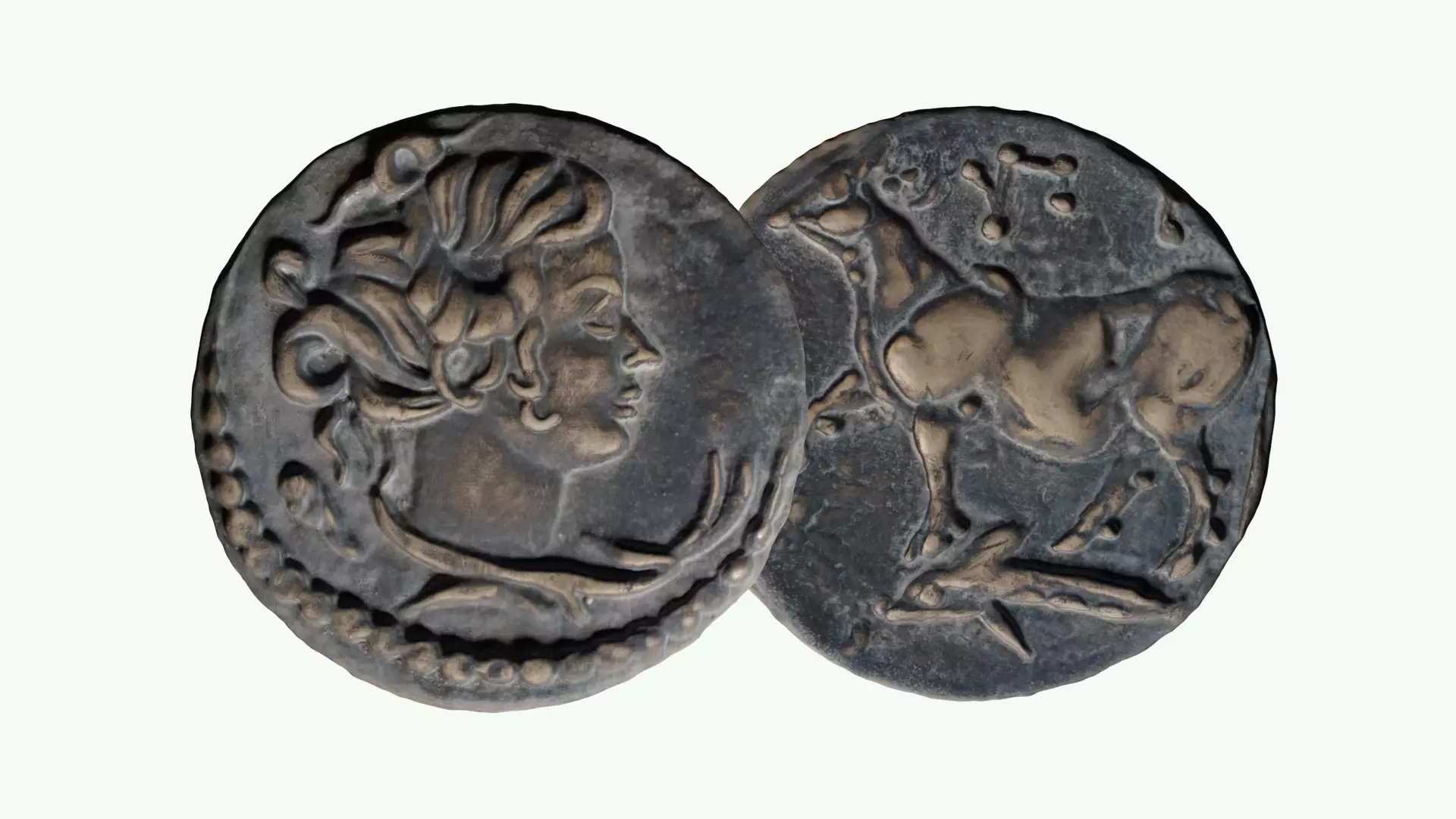 Ancient coin ALEXANDER Low-poly 3D model_0