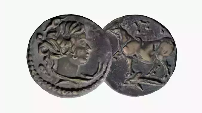 Ancient coin ALEXANDER Low-poly 3D model