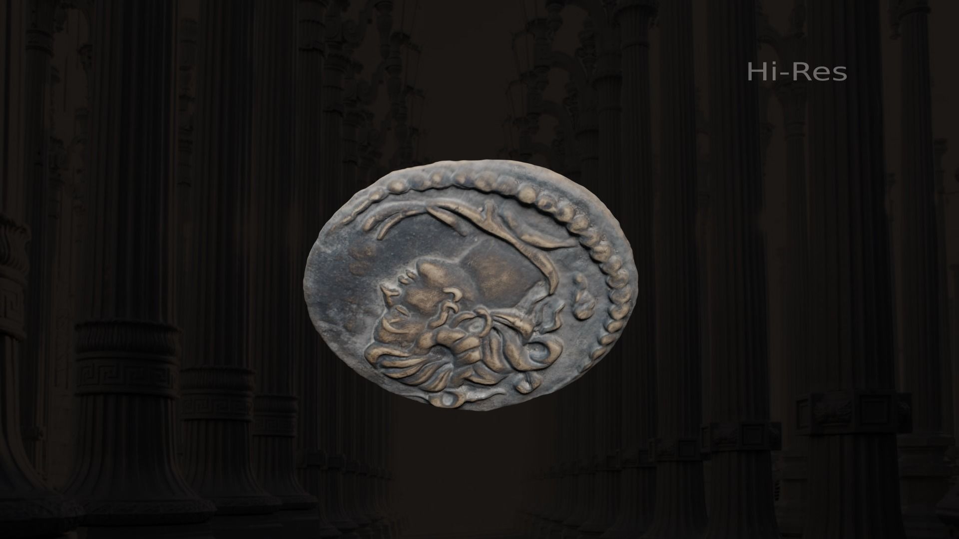 Ancient coin ALEXANDER Low-poly 3D model_4