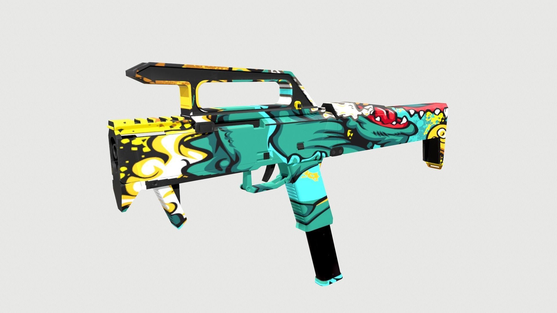 Magpul-FMG-9 gun Low-poly 3D model_1