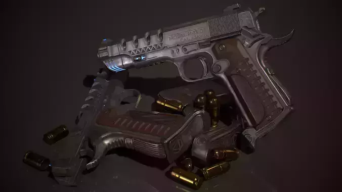 Sci-fi colt Low-poly 3D model