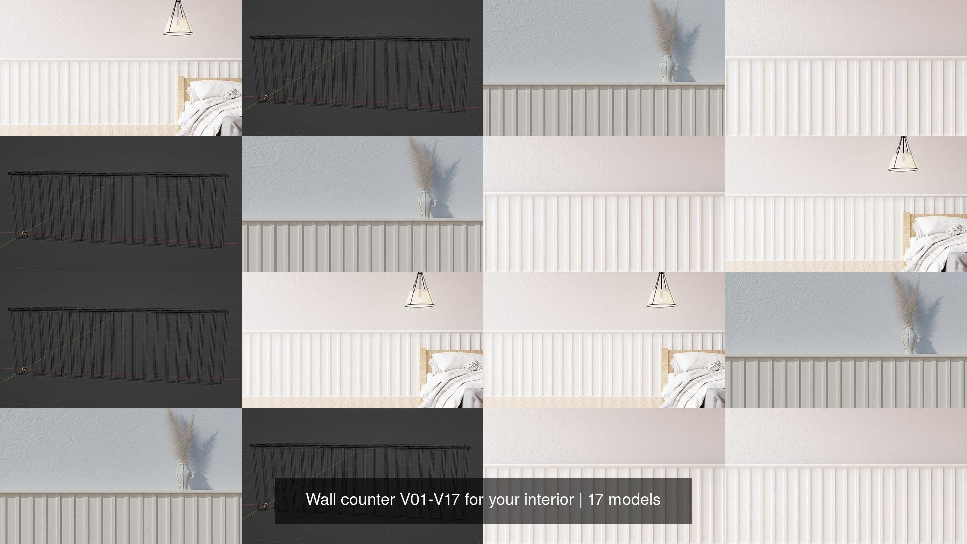 Wall counter V01-V17 for your interior 3D Model Collection_2