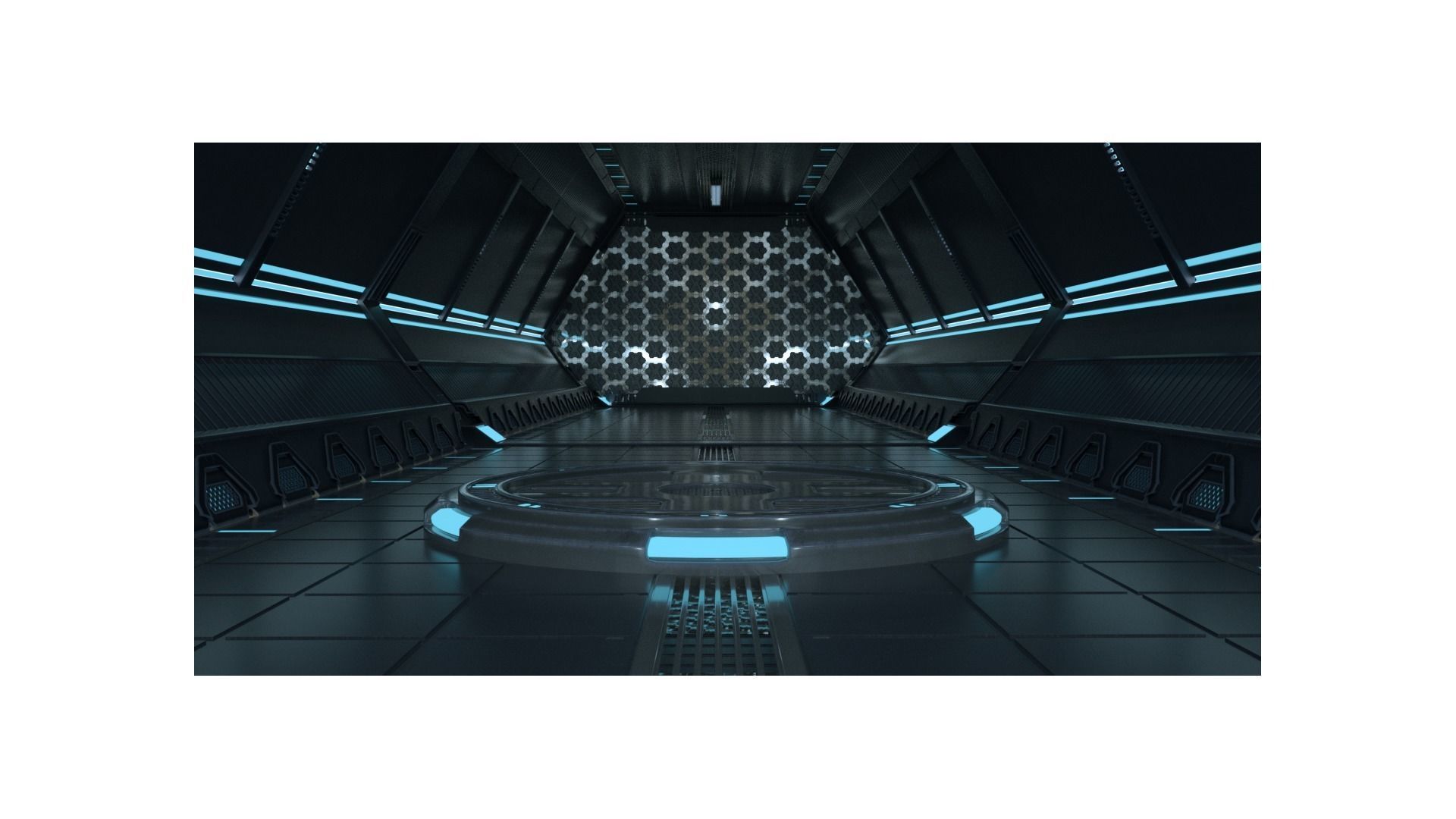 scifi tunnel scene 3D model_1