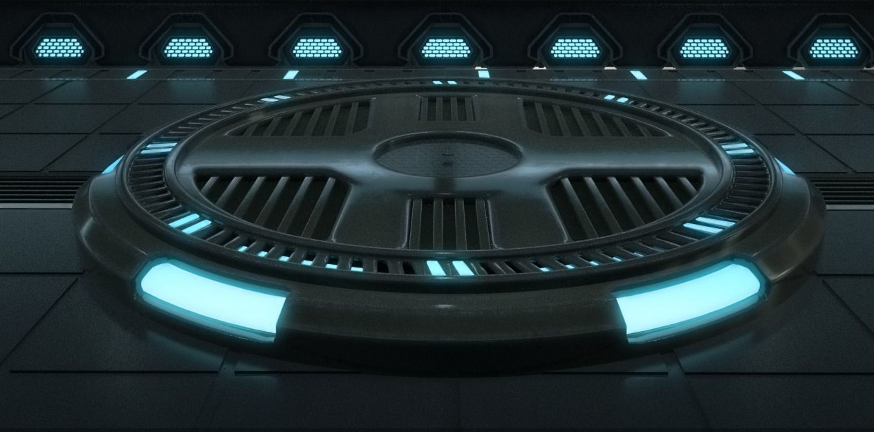 scifi tunnel scene 3D model_4