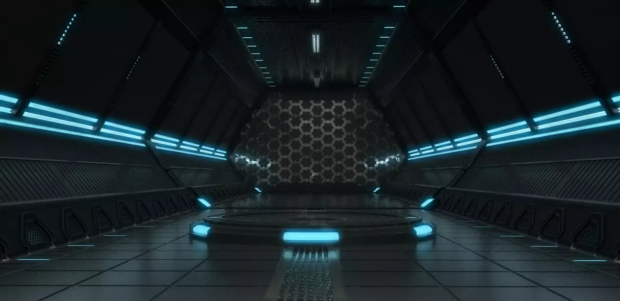 scifi tunnel scene 3D model_0