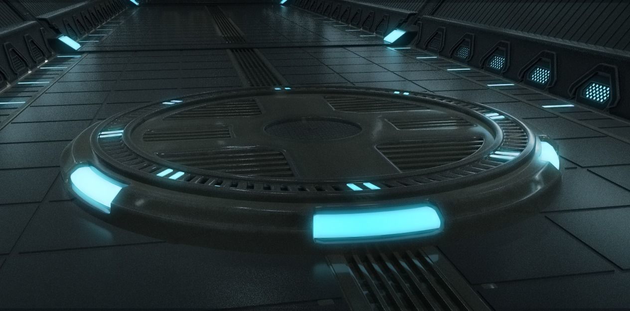 scifi tunnel scene 3D model_3