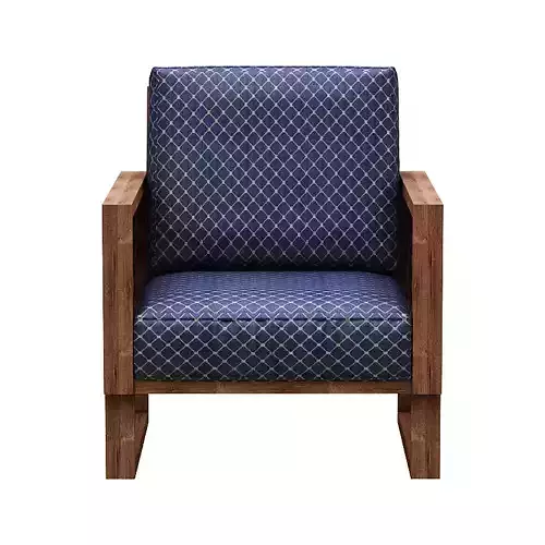 Armchair wooden chair with patterned fabric