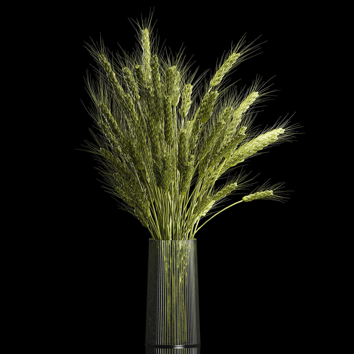 Bouquet Of Green Ears Of Wheat In A Vase 3D model_1