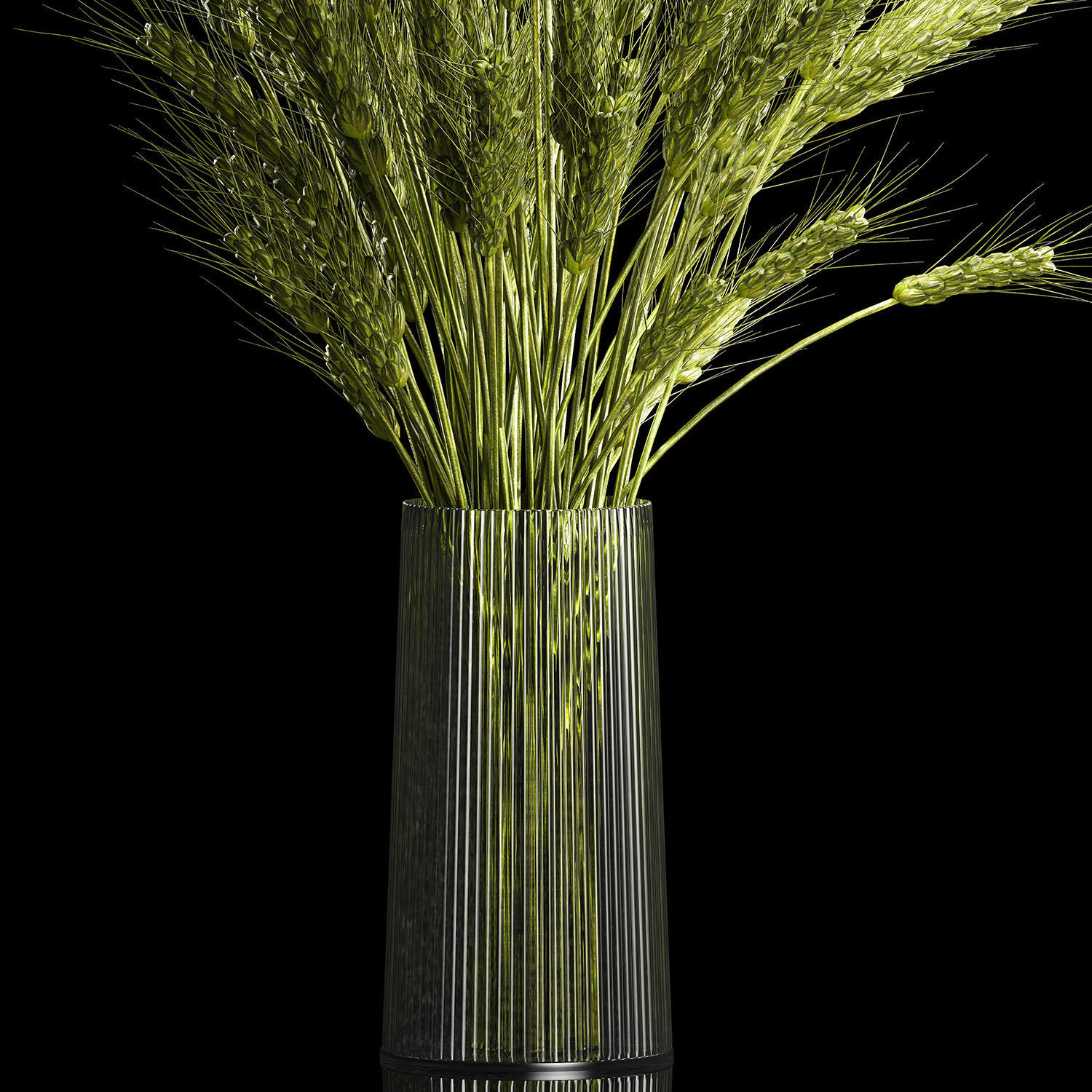 Bouquet Of Green Ears Of Wheat In A Vase 3D model_3