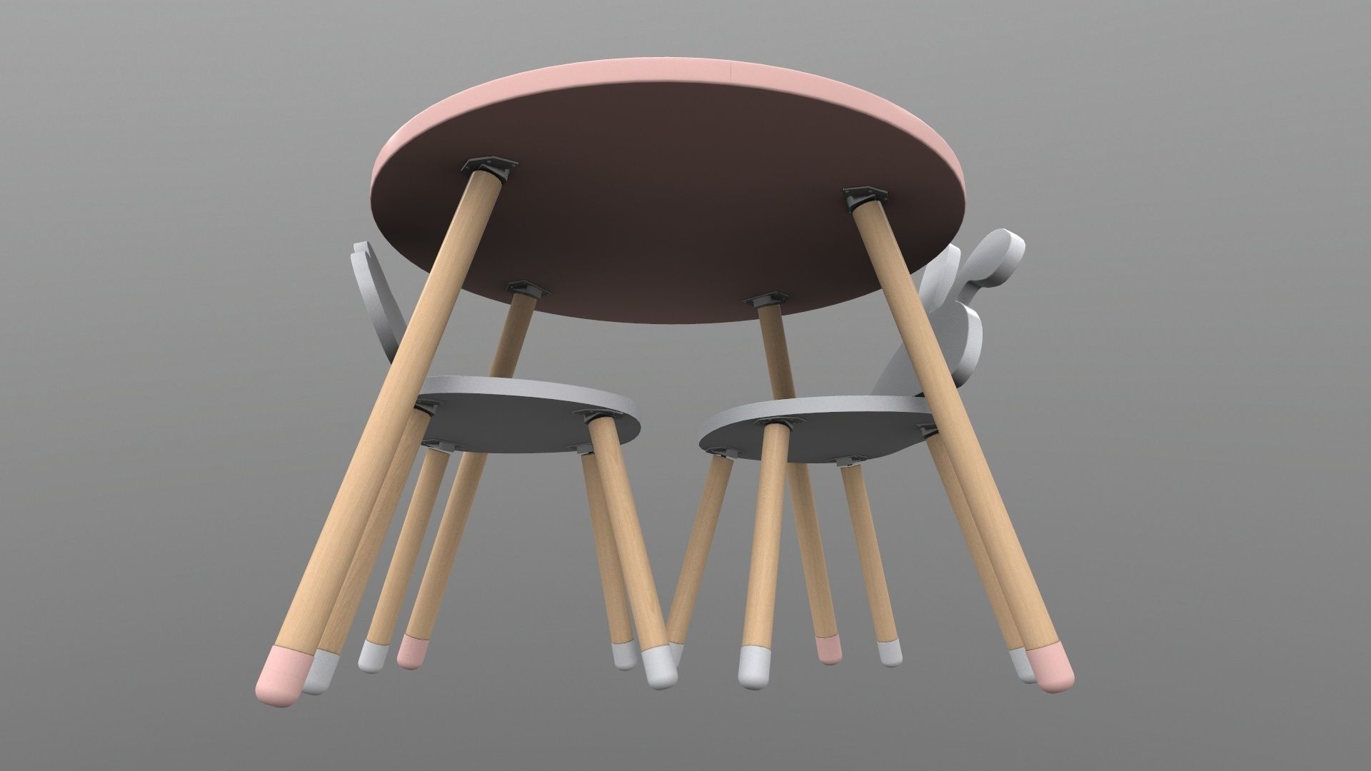Kids Chair Table 3D model_5