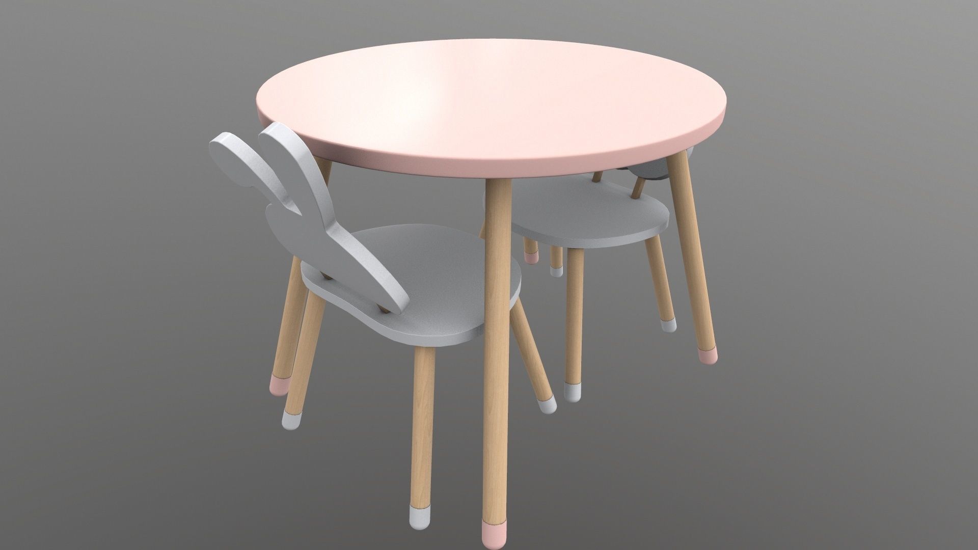 Kids Chair Table 3D model_2