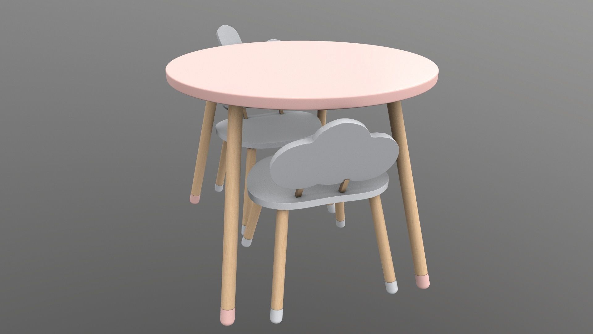 Kids Chair Table 3D model_6