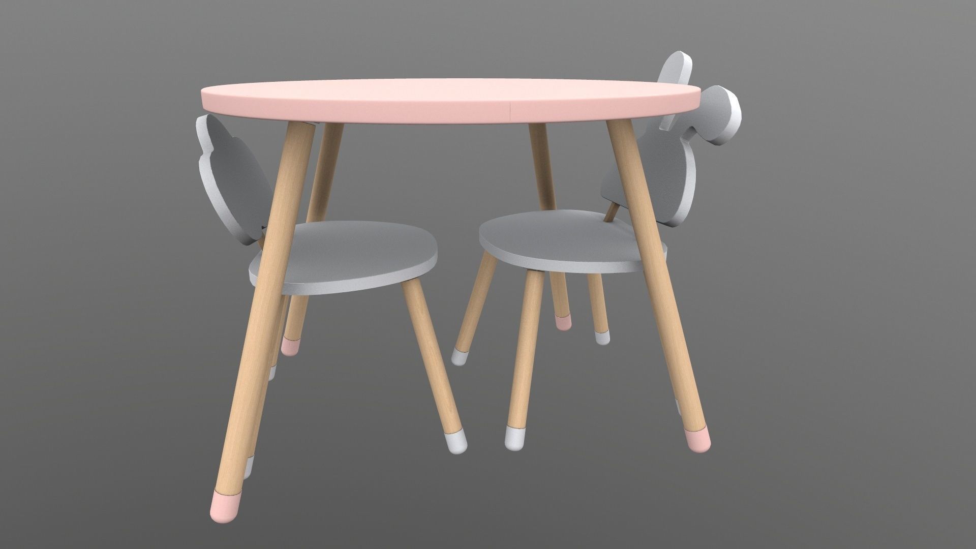 Kids Chair Table 3D model_4