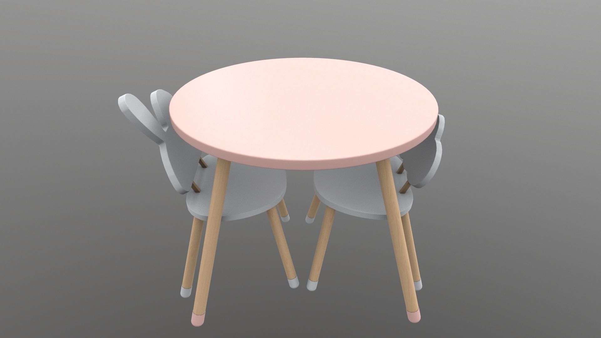 Kids Chair Table 3D model_8