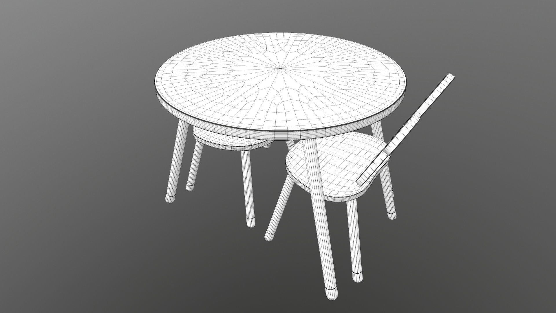 Kids Chair Table 3D model_11