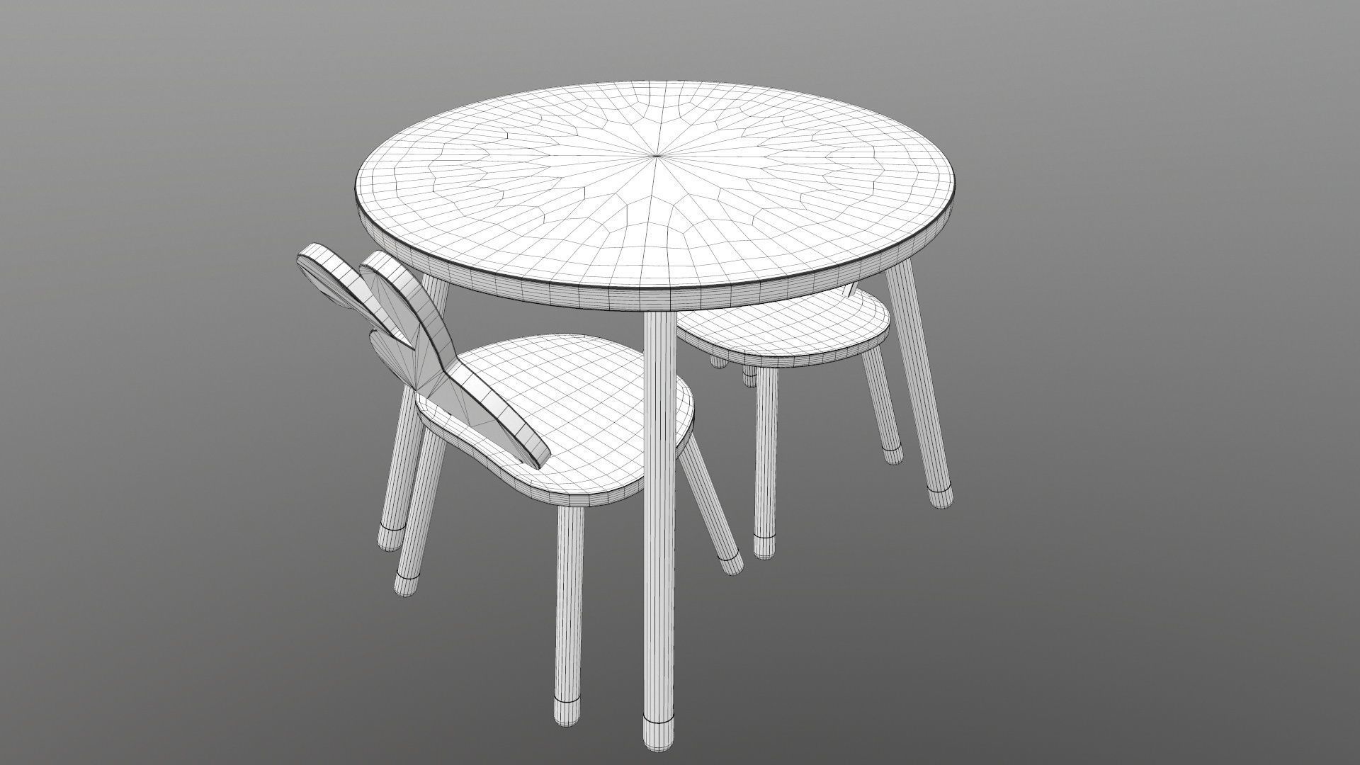 Kids Chair Table 3D model_10