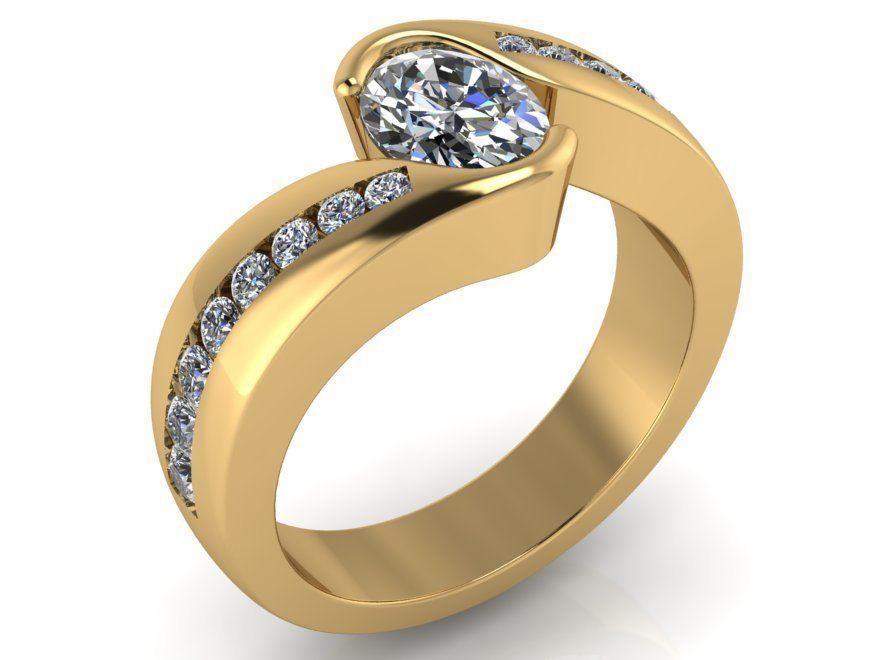 rotated head diamond ring 0102 3D print model_1