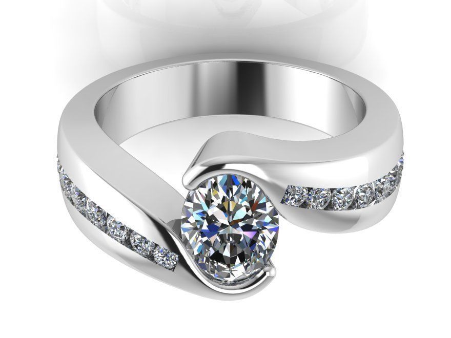 rotated head diamond ring 0102 3D print model_2