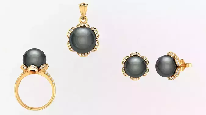 Pearl Set With Diamonds