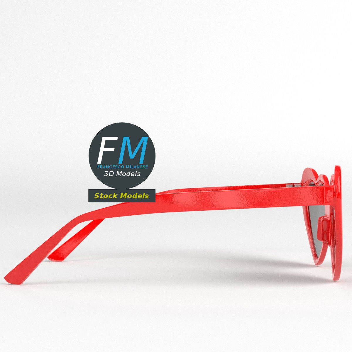 Sunglasses heart shaped 3D model_3
