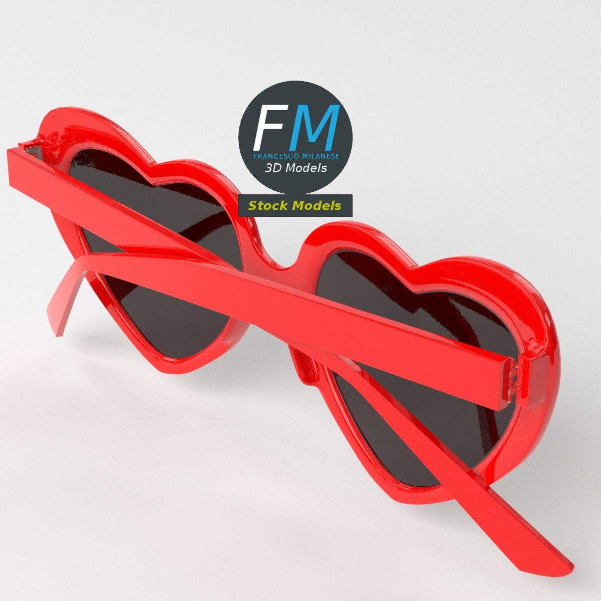 Sunglasses heart shaped 3D model_5