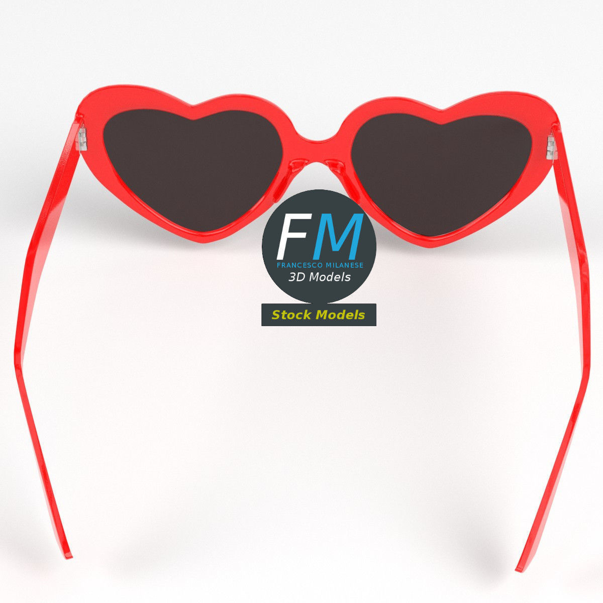 Sunglasses heart shaped 3D model_4